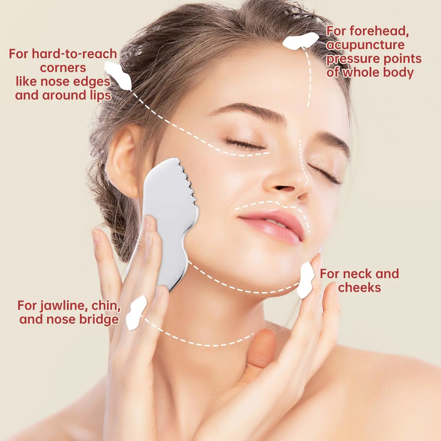 Aesha Stainless Steel Gua Sha Face Sculpting Tool by Haraps.com