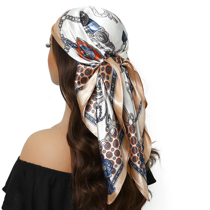 Satin Silk Square Head Scarf (90cm x 90cm)