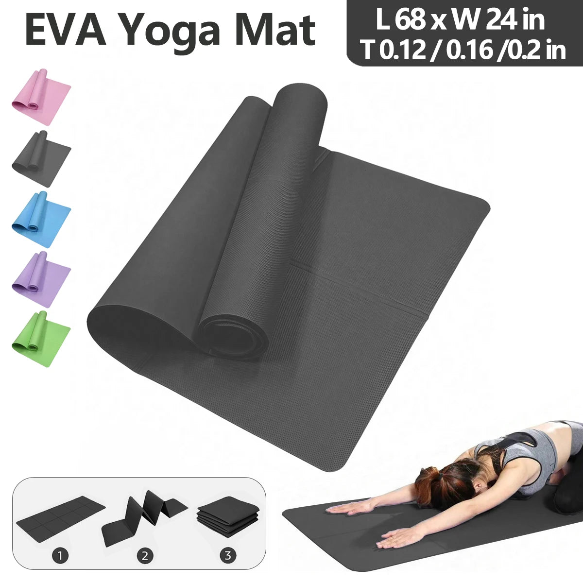 Foldable Yoga Mat Eco Friendly EVA Folding Travel Fitness Exercise Mat 3mm/4mm/6mm Thicknesses for Yoga Pilates & Floor Workouts by Haraps.com