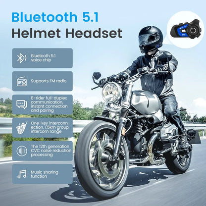 GX8 Motorcycle Bluetooth Intercom Music Sharing