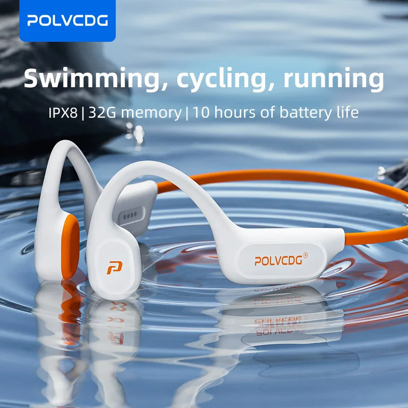 POLVCDG X9 Bone Conduction Earphones 32G IPX8 Waterproof Open Design for Swimming Running Cycling Hanging Earphones by Haraps.com