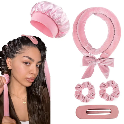 Heatless Hair Curler Set with Optional Bonnet