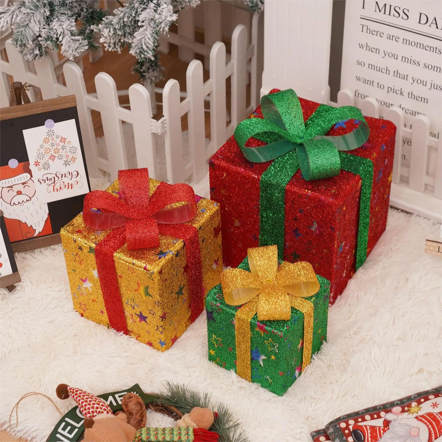 3-Piece LED Christmas Gift Box Lights
