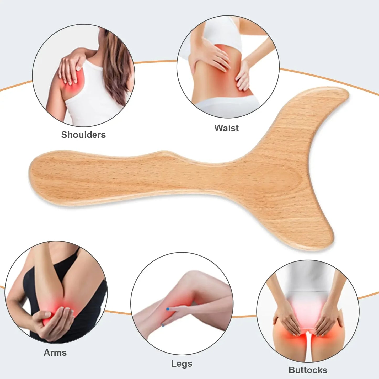 Wooden Gua Sha Massage Tool Natural Back Massager by Haraps.com