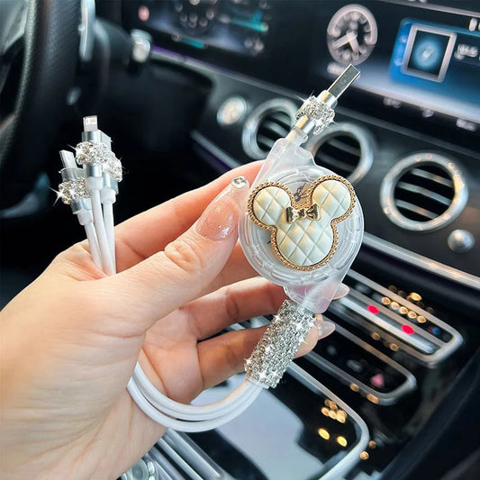 Retractable 3-in-1 Fast Charge Data Cable for Car