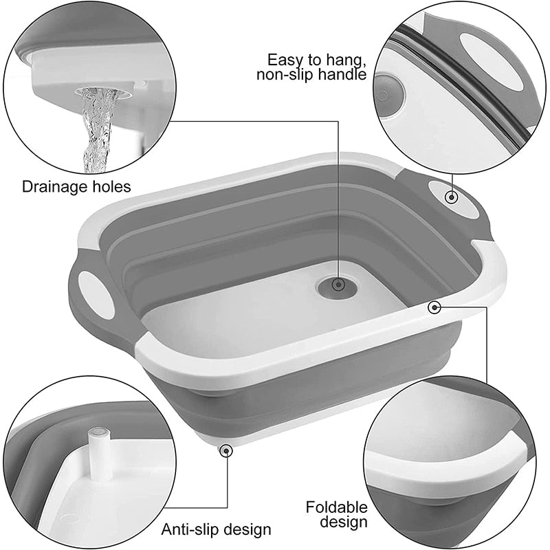 3 in 1 Collapsible Cutting Board/Dish Washing Bowl