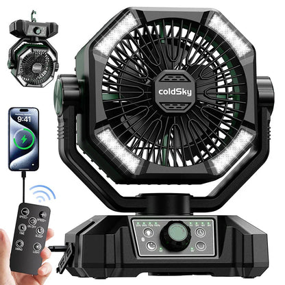 20000mAh Battery Camping Fan With 4 LED Lantern, 8 Speeds, Portable Outdoor Desk Fan For Camping Tent And Fishing