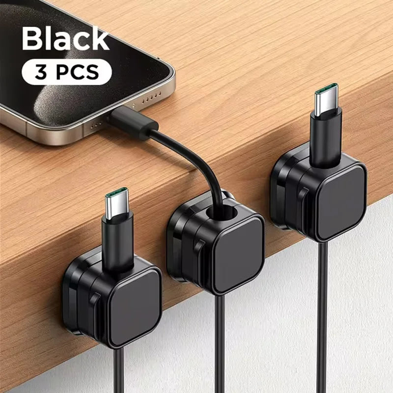 6Pcs Magnetic Cable Clips Set – Adjustable Cord Organiser & Under-Desk Cable Management Holder