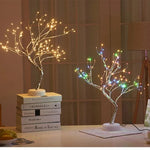 LED Table Lamp Tree USB/AA Battery Powered Bedroom Study Decorative Desk Indoor Night Lamp