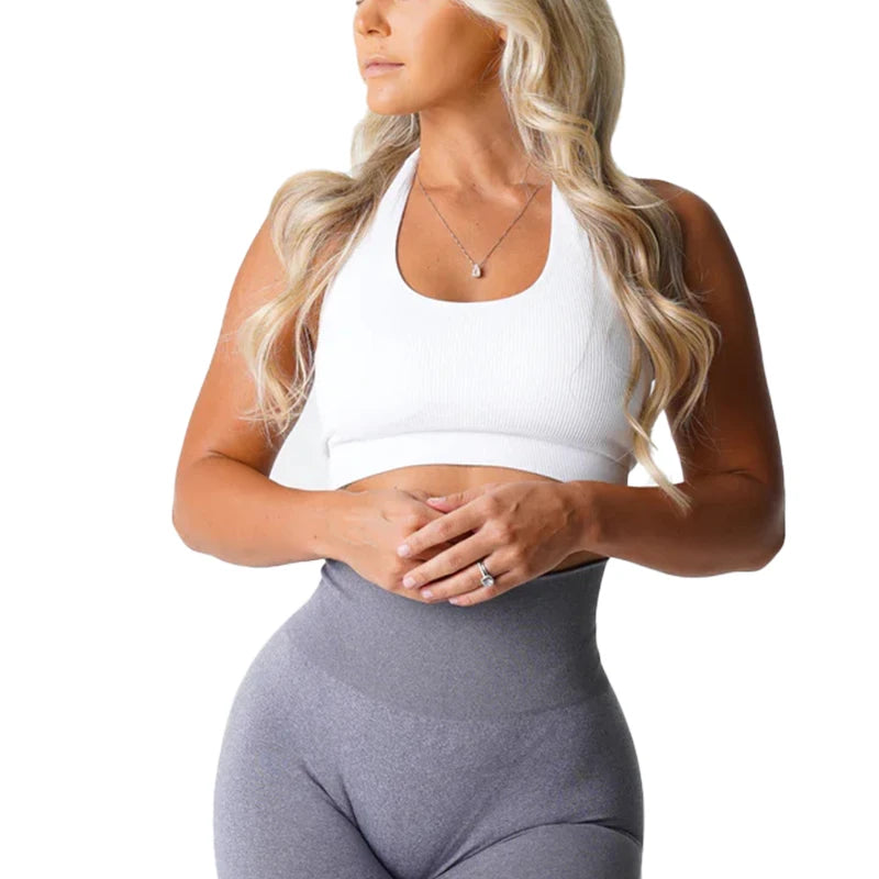 Ribbed Seamless Halter Bra