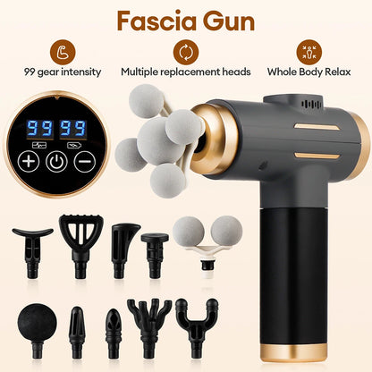 11-IN-1 Electric Massage Gun 99 Level Powerful Fascia Gun High-Frequency Vibration Body Massage Gun Arms Leg Muscle by Haraps.com