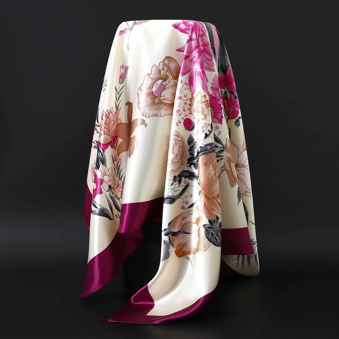 Satin Silk Square Head Scarf (90cm x 90cm)