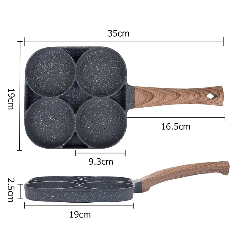 Non-stick 4-Cups segments Pancake Egg Frying Pan Cookware