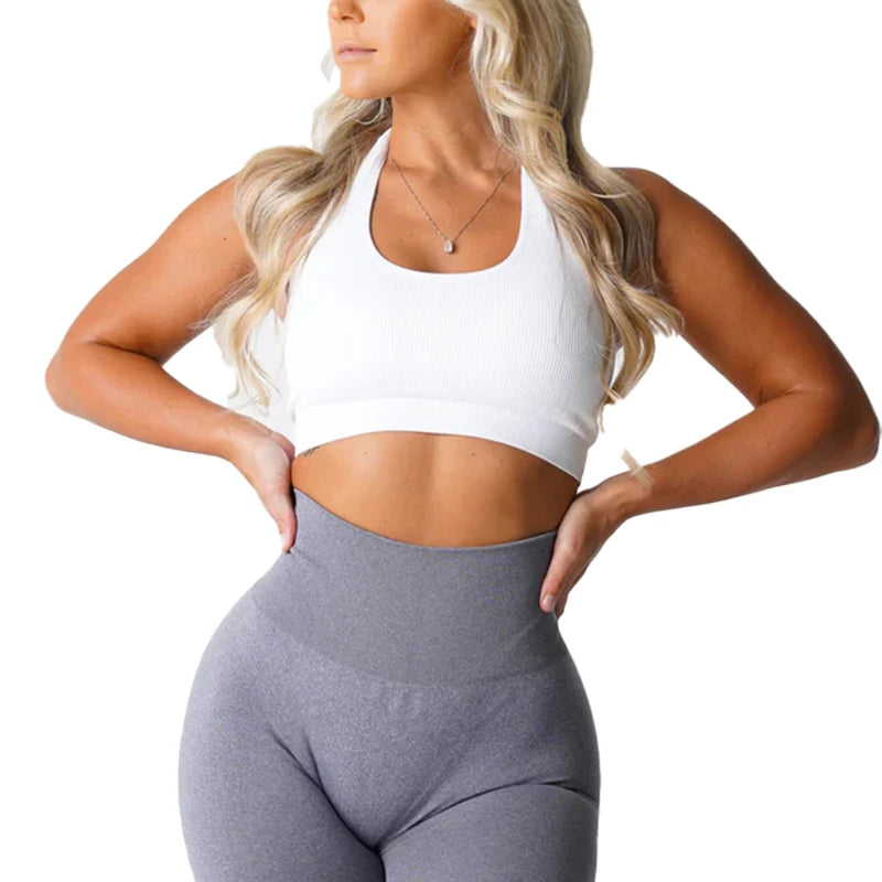 Ribbed Seamless Halter Bra
