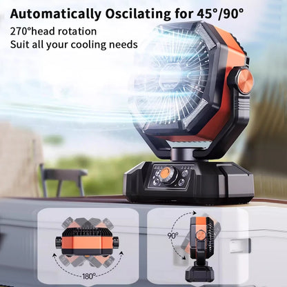 20000mAh Battery Camping Fan With 4 LED Lantern, 8 Speeds, Portable Outdoor Desk Fan For Camping Tent And Fishing