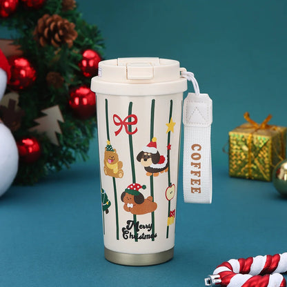 Christmas Insulated Drinking Cup – Portable Handheld Coffee & Water Bottle
