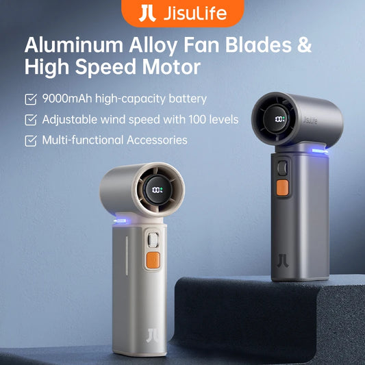 Portable Turbo Handheld Fan With LED Display 100 Speed Settings And 9000 mAh Battery
