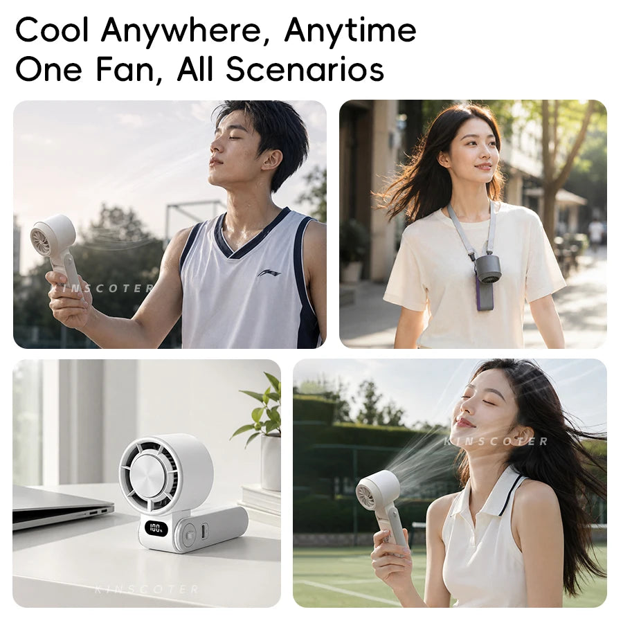 Foldable Portable Handheld Fan For Travellers With 3600mAh Battery And 100 Level Control Turbo Cooling