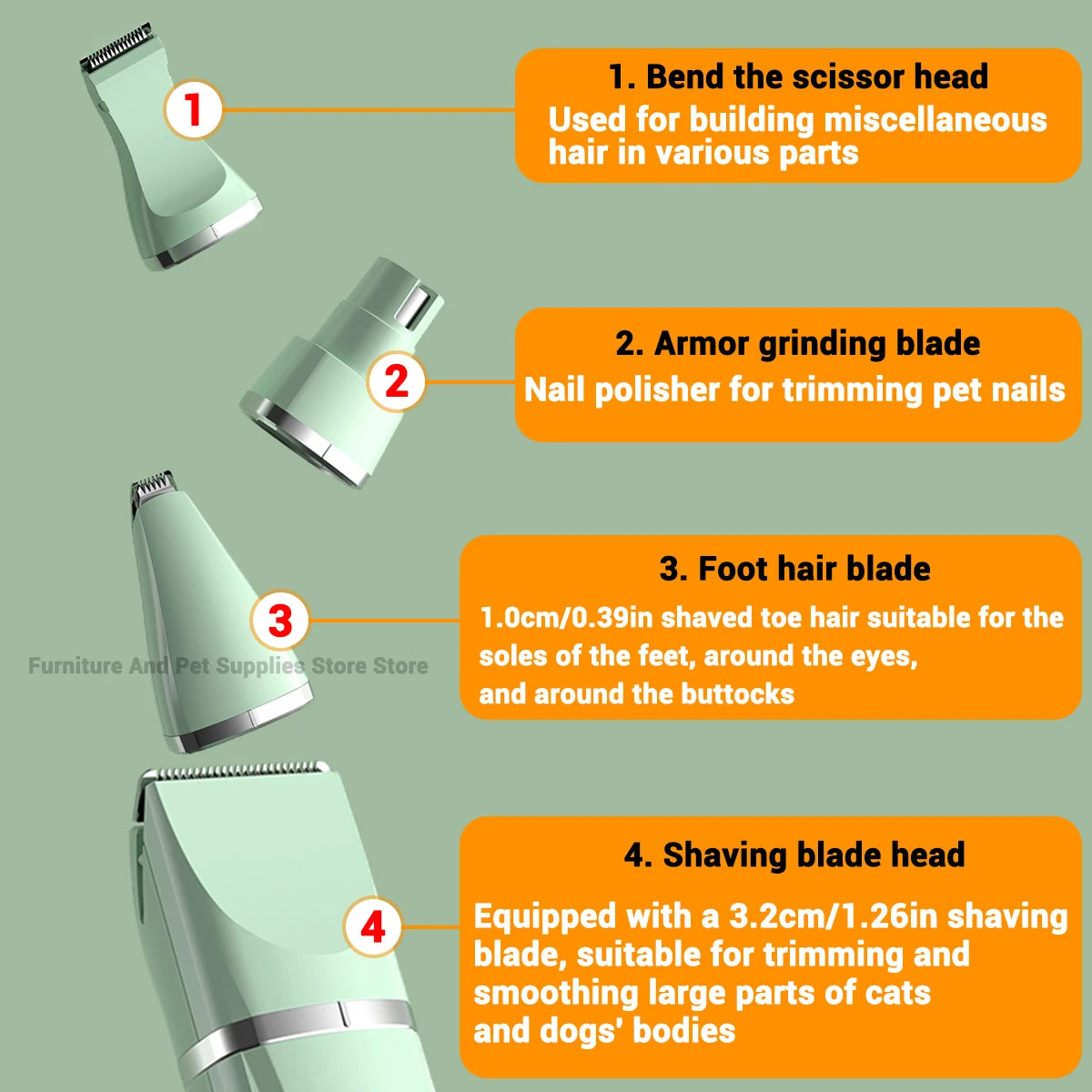 Professional 4-in-1 Electric Pet Grooming Kit