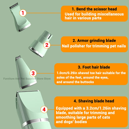 Professional 4-in-1 Electric Pet Grooming Kit