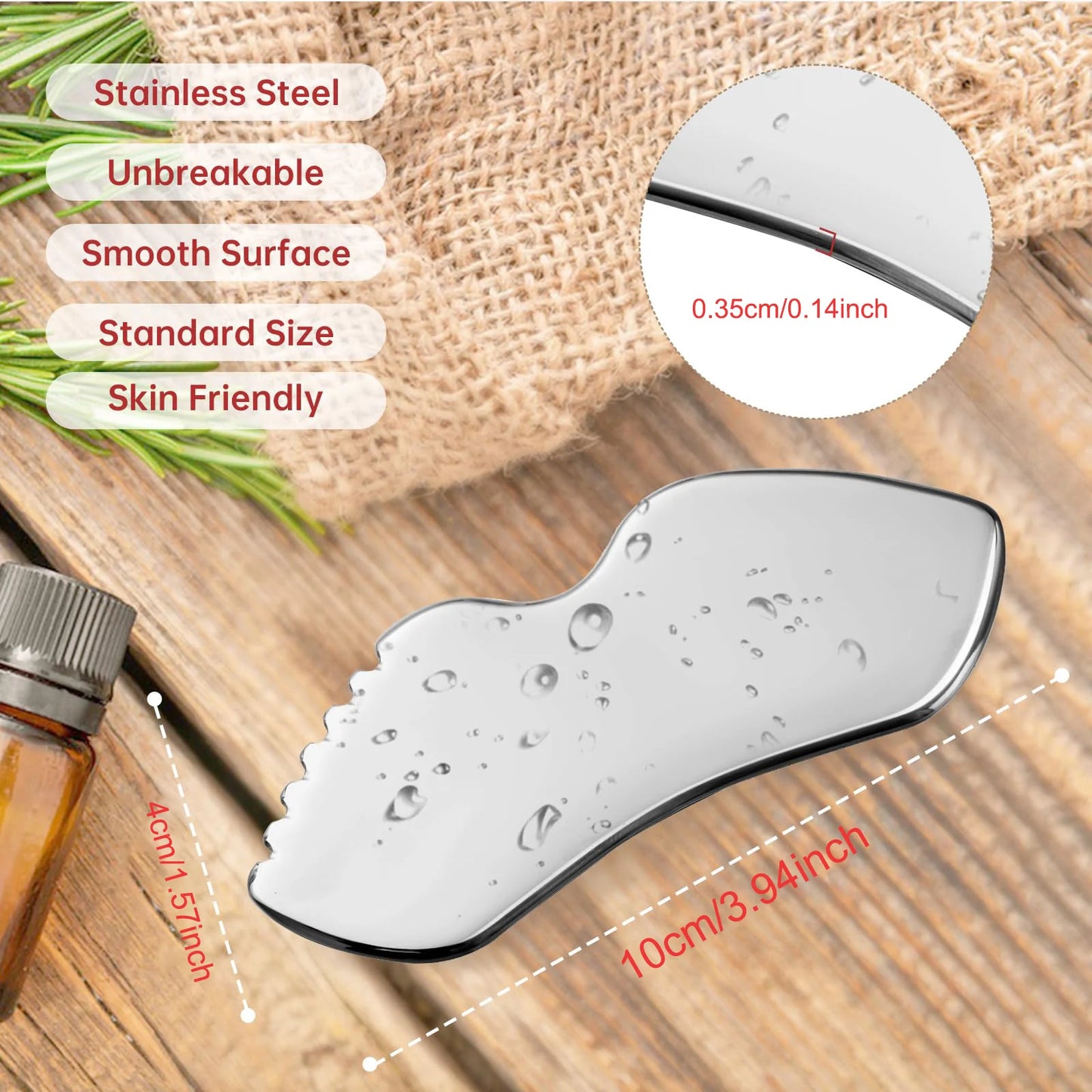 Aesha Stainless Steel Gua Sha Face Sculpting Tool by Haraps.com