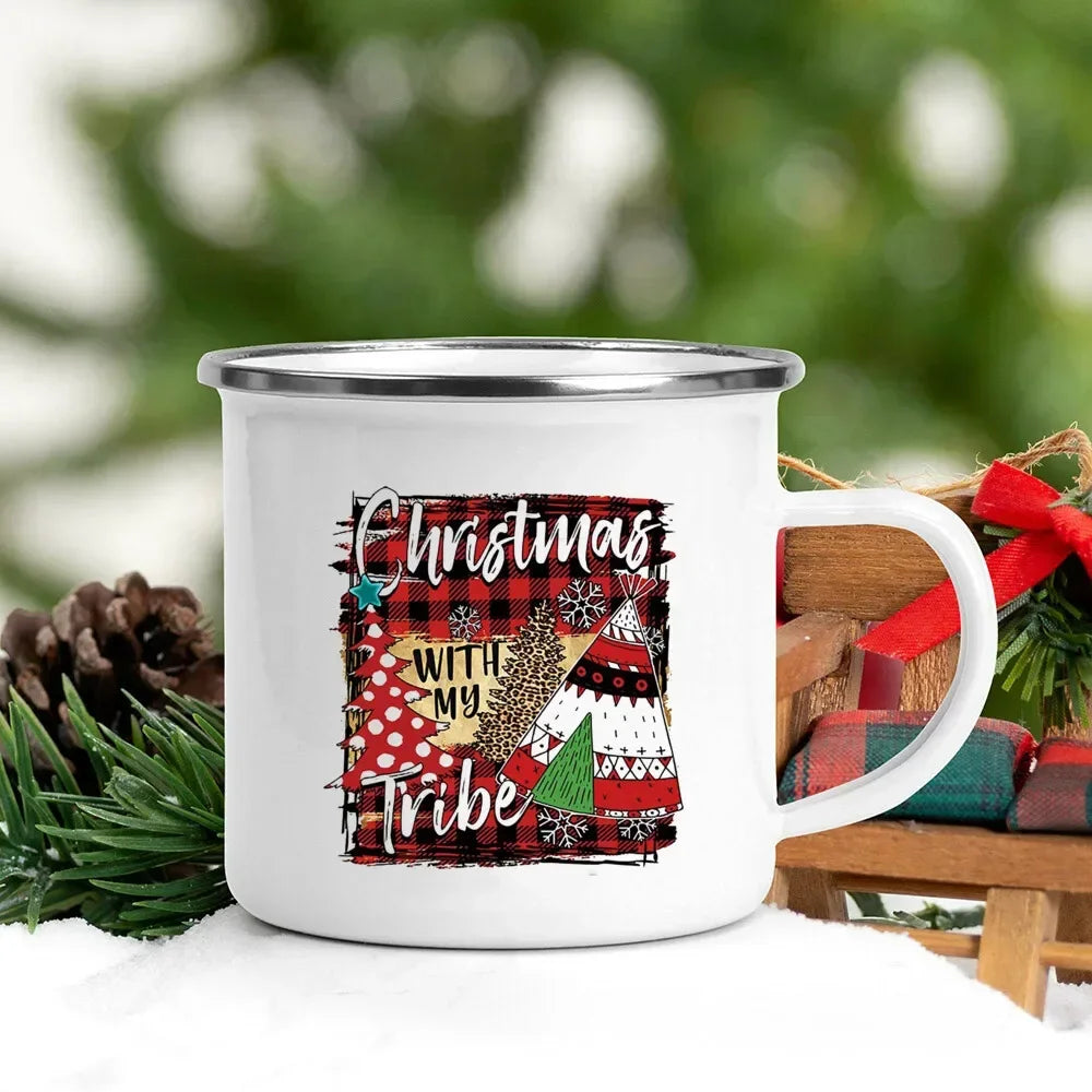 Christmas Enamel Mug with Festive Print