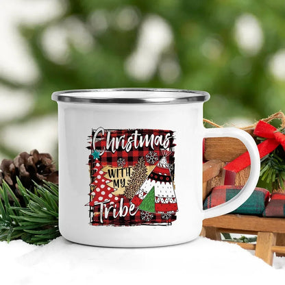 Christmas Enamel Mug with Festive Print
