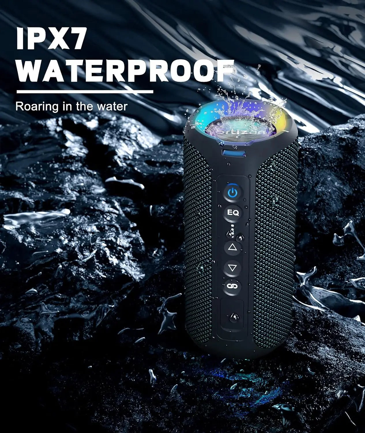 Ortizan Bluetooth Speakers 40W Enhanced Bass Portable Outdoor Wireless Speaker 30Hrs IP7 Waterproof Shower Speaker Bluetooth 5.3 by Haraps.com