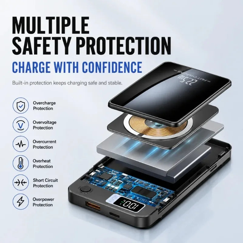Magnetic Wireless Power Bank 10000mAh 20000mAh Portable Digital Display Powerbank for IPhone Xiaomi Huawei 4 Colors Available by Haraps.com