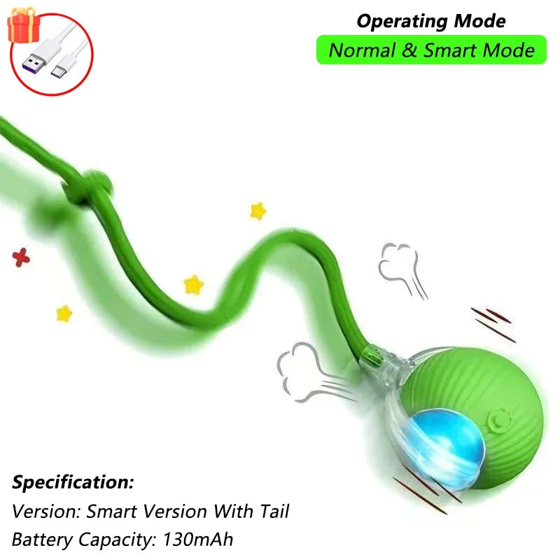Cat Interactive Smart Ball Toy – Rechargeable Rolling Ball with Tail, Obstacle Avoidance & LED Modes