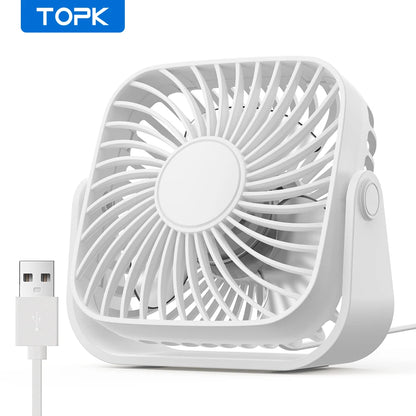 USB Mini Portable Fan For Camping And Home 3 Speed Quiet Desk Personal 360 Degree Adjustable