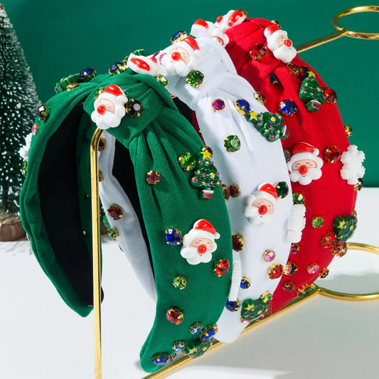 Christmas Knotted Headband with Rhinestones