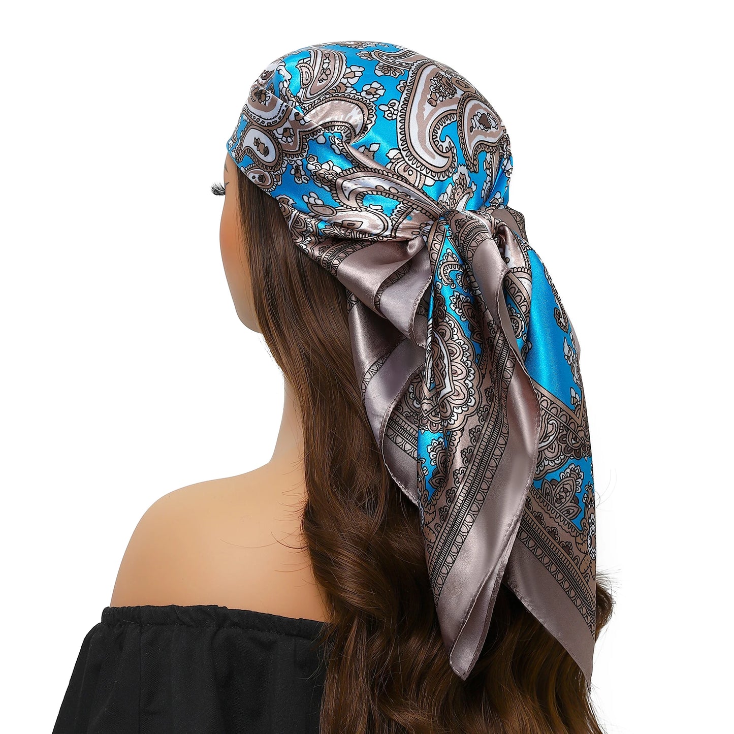 Satin Silk Square Head Scarf (90cm x 90cm)