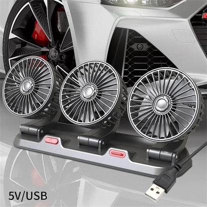 Car Fan 360° Adjustable 3 Head Air Fan Automotive Electric Fan USB/12V/24V Fan 2 Speeds Car Silent Fan For Home Desk Office&Car by Haraps.com