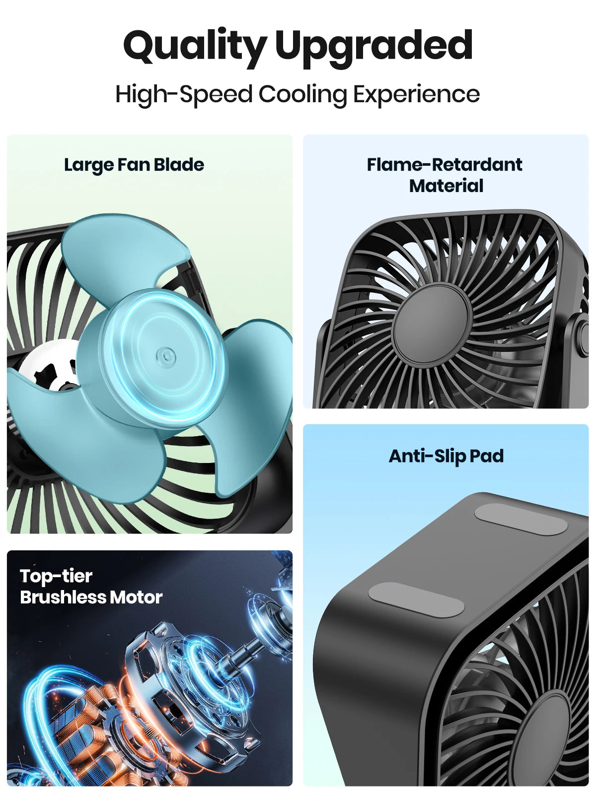 USB Mini Portable Fan For Camping And Home 3 Speed Quiet Desk Personal 360 Degree Adjustable