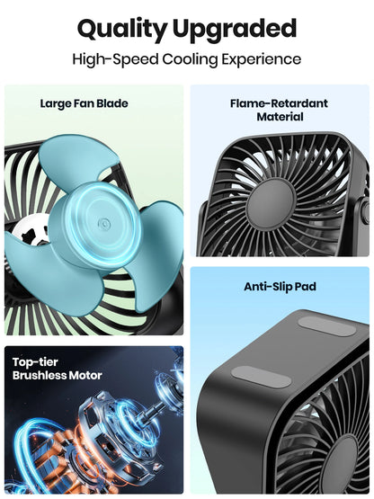 USB Mini Portable Fan For Camping And Home 3 Speed Quiet Desk Personal 360 Degree Adjustable