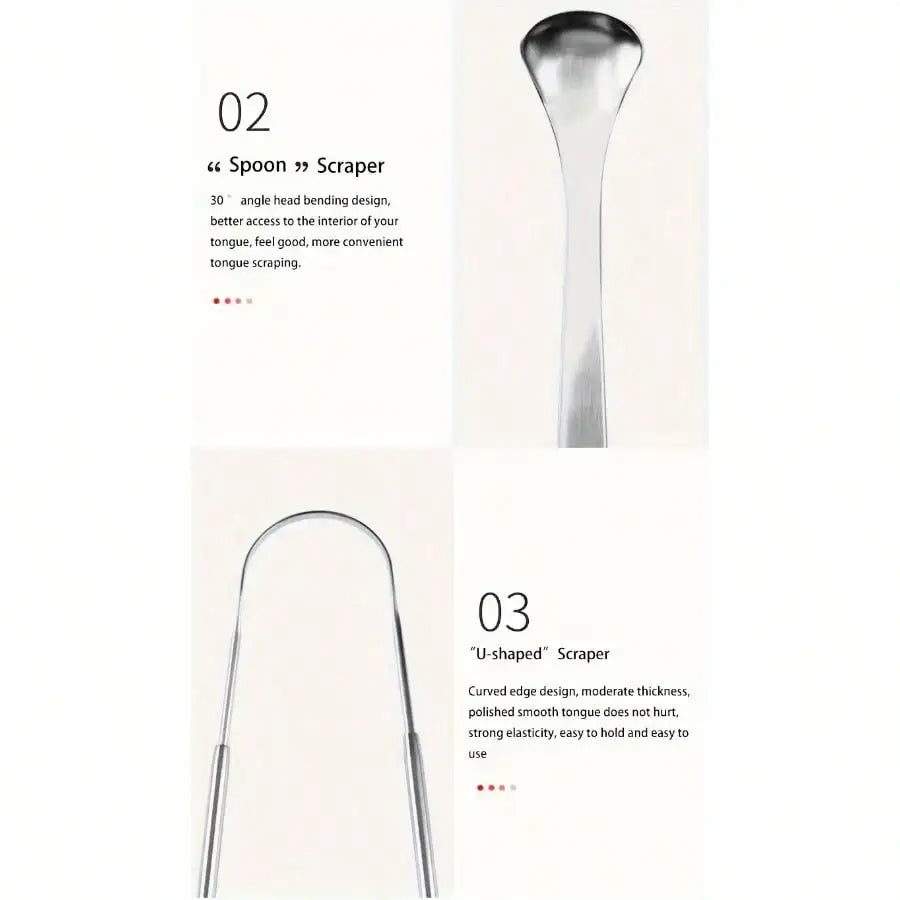 Stainless Steel Tongue Scraper Set with Storage Box