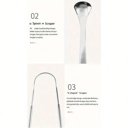 Stainless Steel Tongue Scraper Set with Storage Box