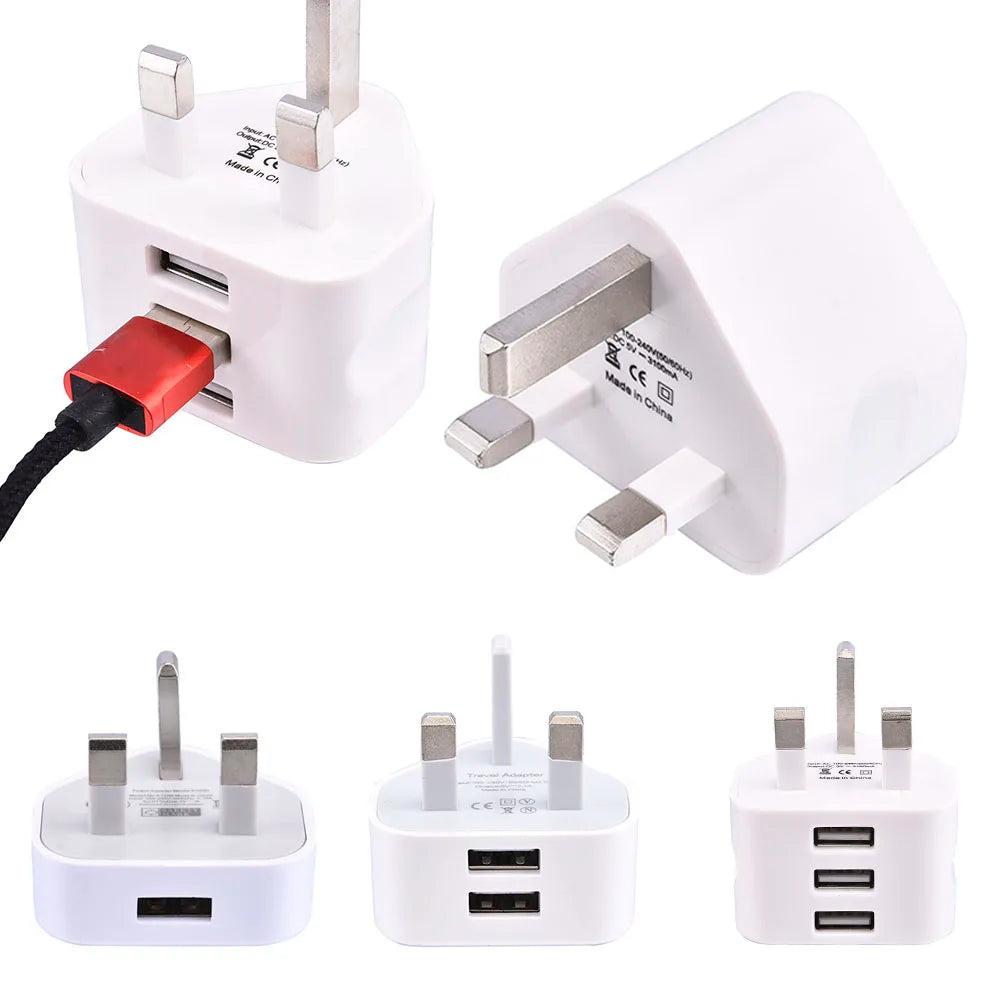 USB Adapter with 3 Pin UK Plug