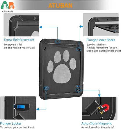 Dog Screen Door with Magnetic Self-Closing and Lockable Function