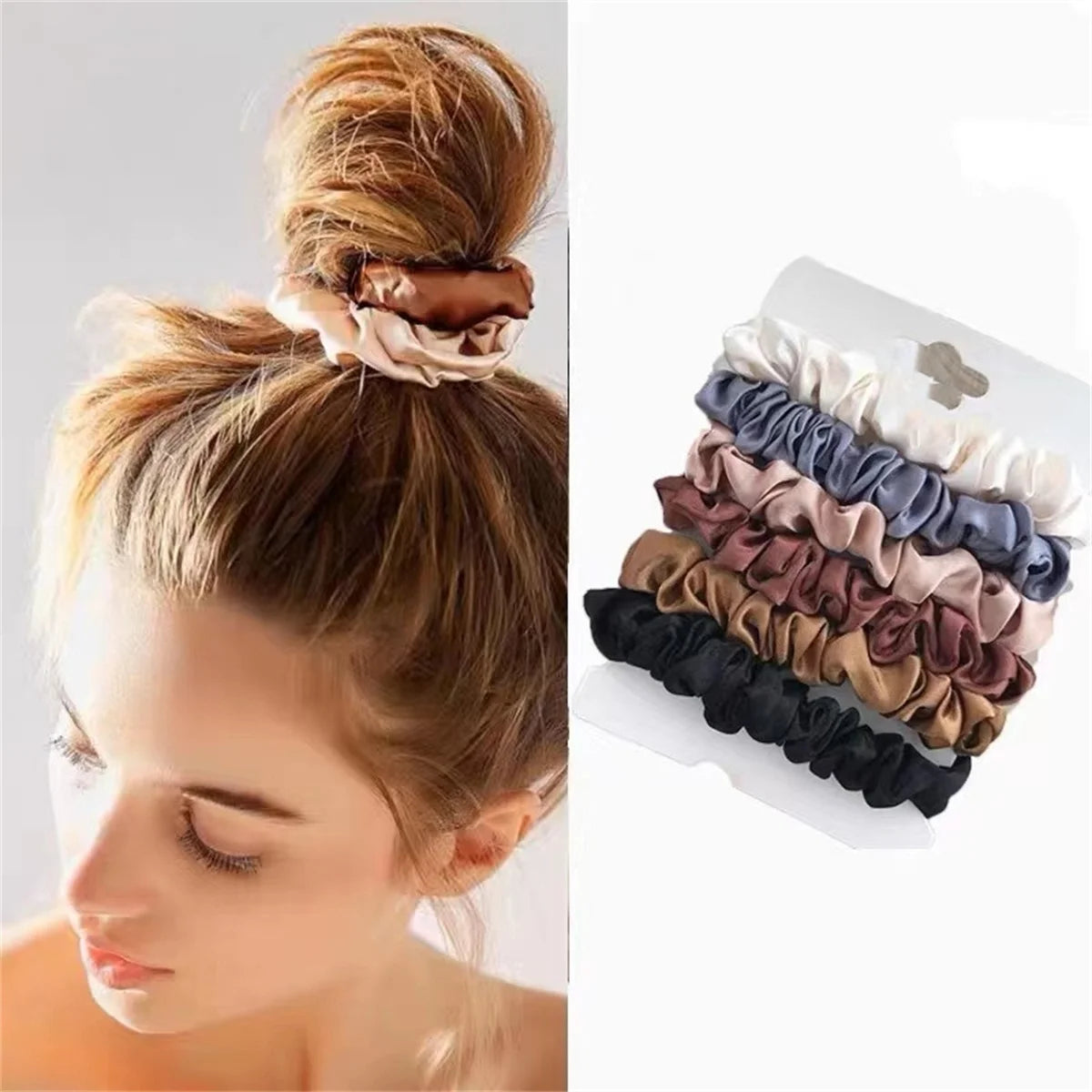 6 Pack Satin Hair Scrunchies