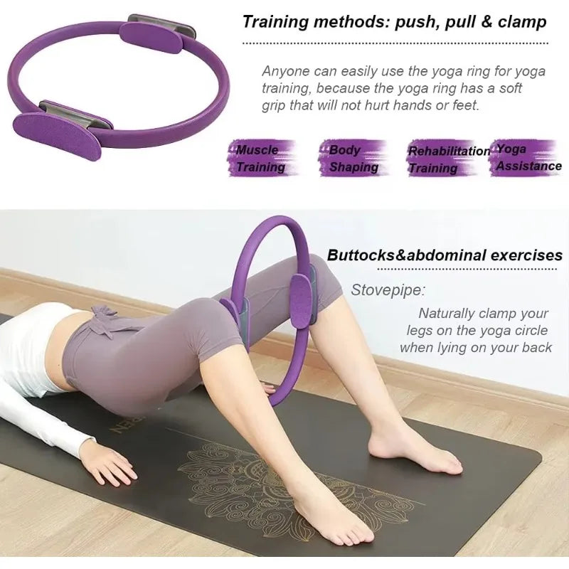 Yoga Pilates Ring Durable Non-Slip Exercise Circle Magic Exercise Circle with Dual Grip for Thigh Pelvic Floor Muscle Training by Haraps.com
