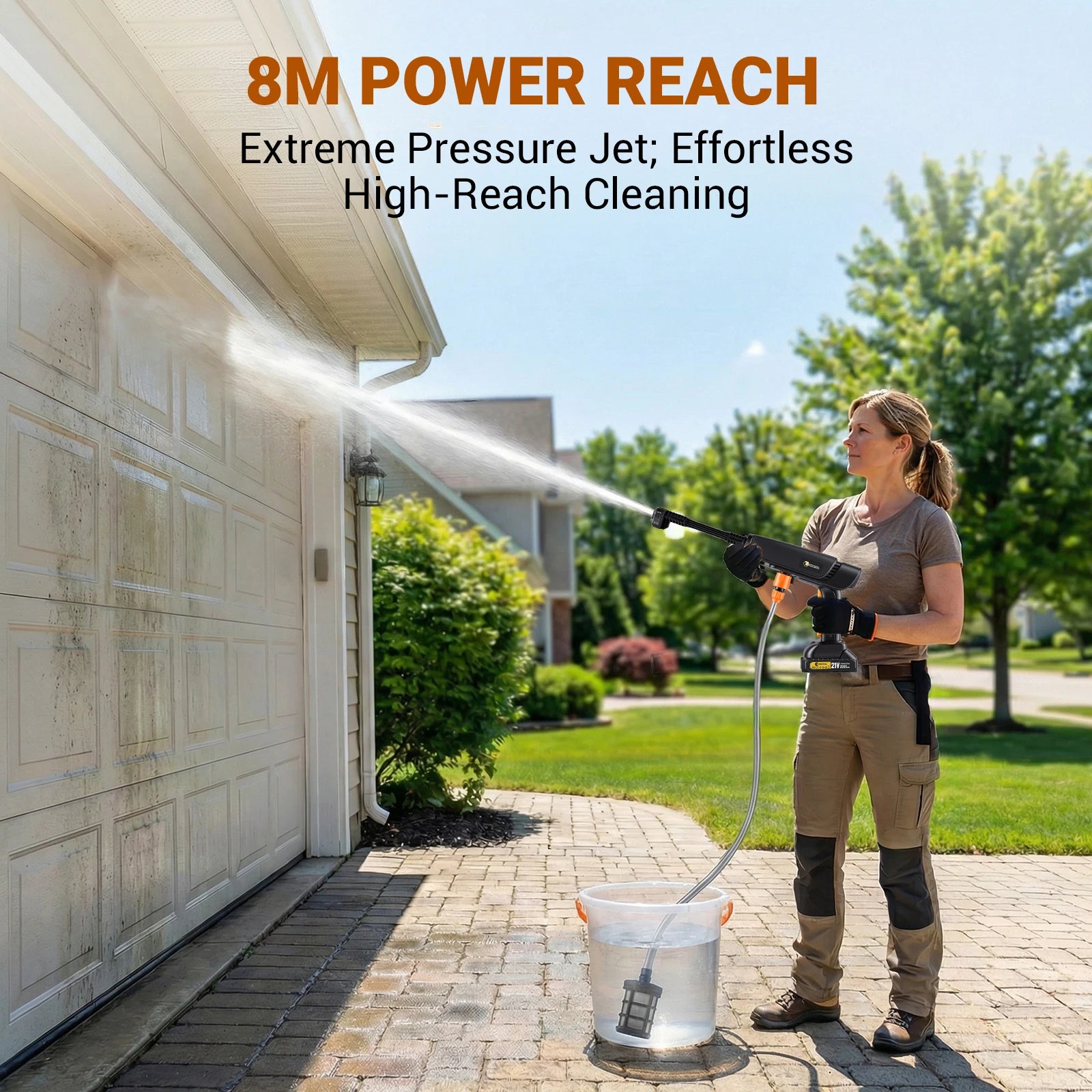 6 in 1 Spray Head High Pressure Car Washer 200Bar Garden Water Guns 22000RPM with 2 Battery for Makita 18V Battery Pin by Haraps.com