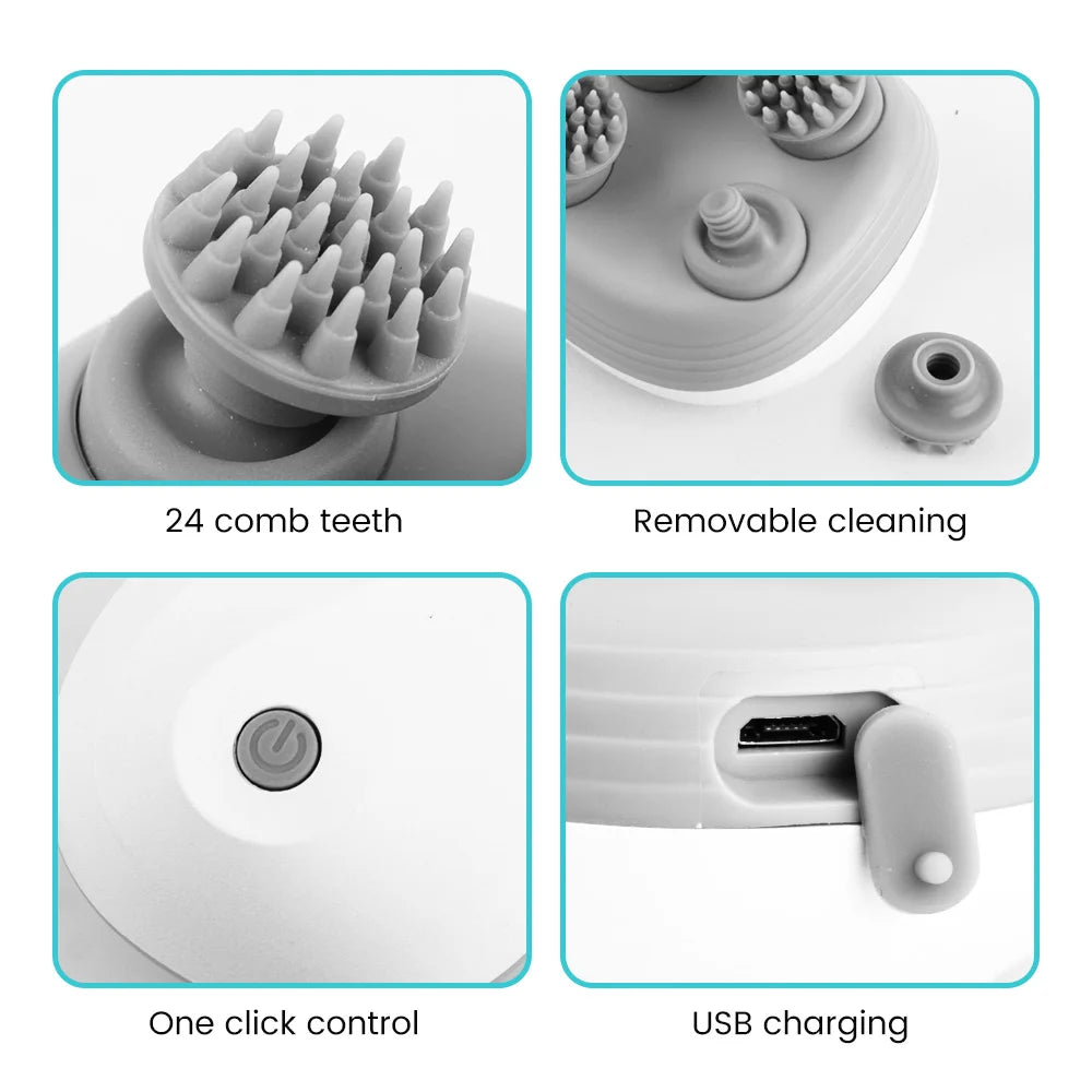 Rechargeable 4-Head Electric Scalp & Body Massager