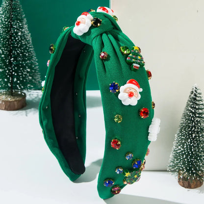 Christmas Knotted Headband with Rhinestones