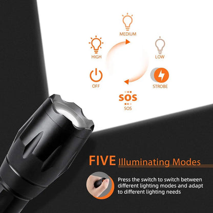 High-Power LED Flashlight with 5 Lighting Modes