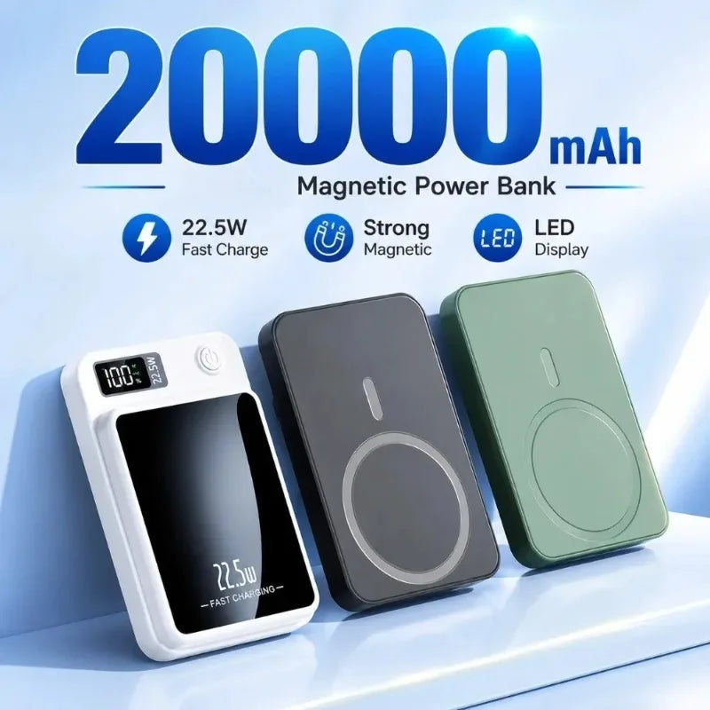 Magnetic Wireless Power Bank 10000mAh 20000mAh Portable Digital Display Powerbank for IPhone Xiaomi Huawei 4 Colors Available by Haraps.com
