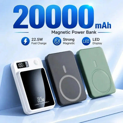Magnetic Wireless Power Bank 10000mAh 20000mAh Portable Digital Display Powerbank for IPhone Xiaomi Huawei 4 Colors Available by Haraps.com