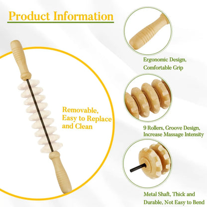 ZenWood Wooden Massage Tool Set For Back Legs And Neck by Haraps.com