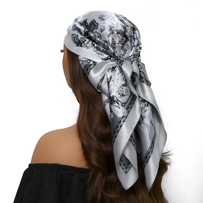 Satin Silk Square Head Scarf (90cm x 90cm)